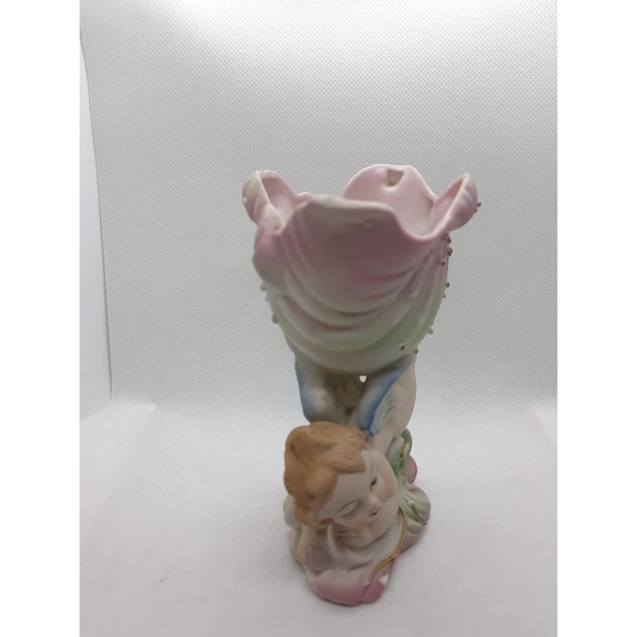 Occupied Japan Bisque Winged Cherub Planter - Picture 4 of 5